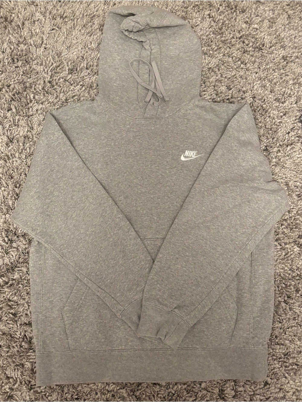 Nike Light Gray Pullover Hoodie with Black Swoosh Tag